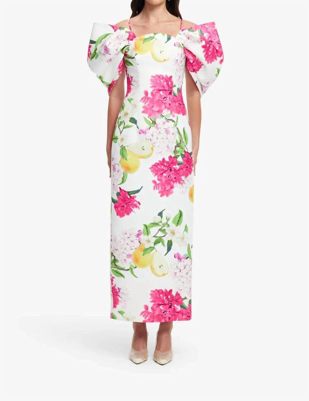 NEW LEO LIN arabella maxi dress in white multi